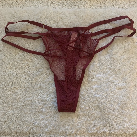 Victorias Secret Strappy Lace Maroon Thong L - Picture 6 of 8